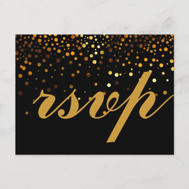 Gold Glitzer Imitate Foil Glamour Wedding RSVP Einladungspostkarte (Vorderseite)