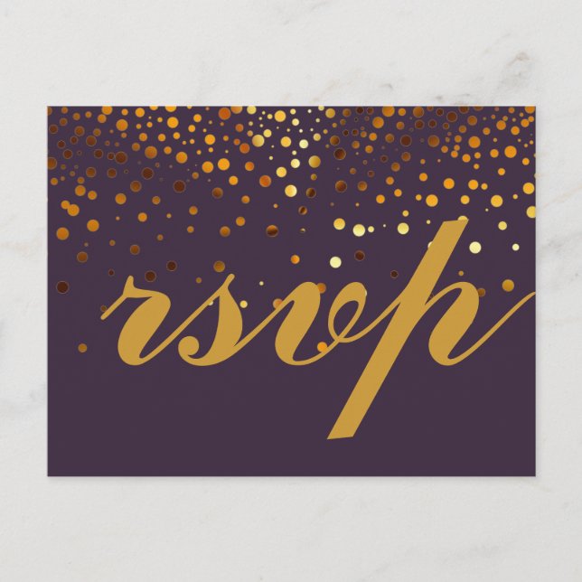 Gold Glitzer Imitate Foil Glamour Wedding RSVP Postkarte (Vorderseite)