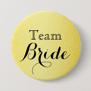 Gold Glitzer Imitate Foil Wedding Team Bride Button