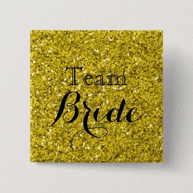 Gold Glitzer Imitate Foil Wedding Team Bride Button (Vorderseite)