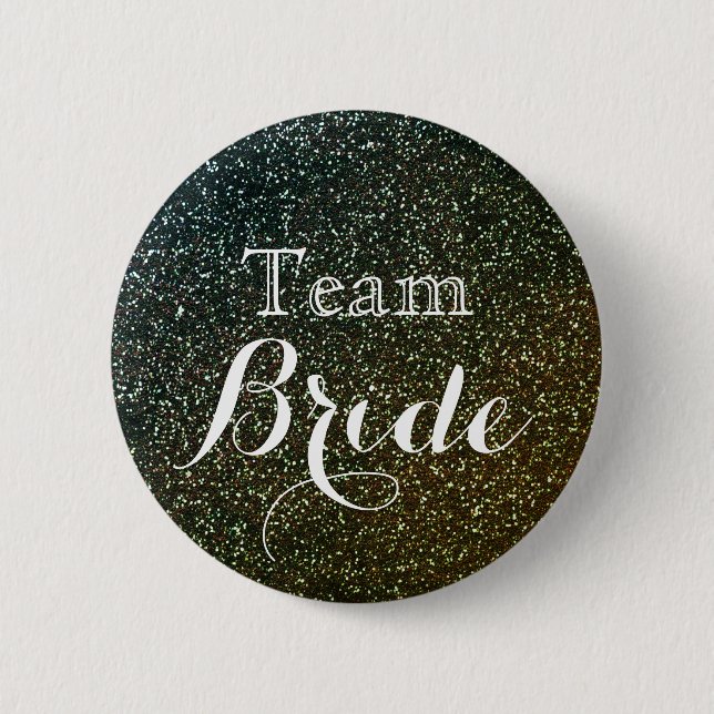 Gold Glitzer Imitate Foil Wedding Team Bride Button (Vorderseite)