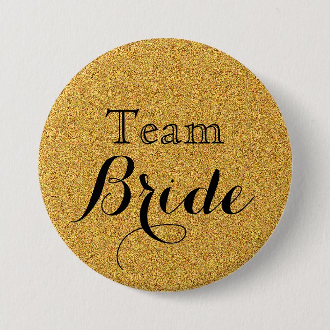 Gold Glitzer Imitate Foil Wedding Team Bride Button (Vorderseite)