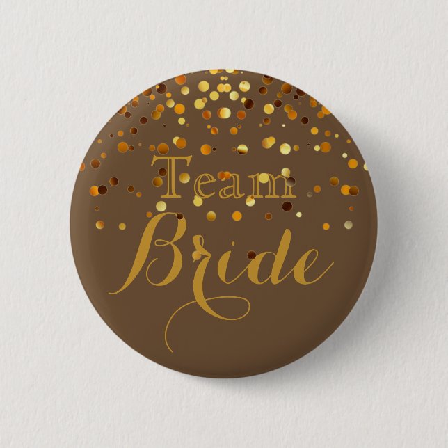 Gold Glitzer Imitate Foil Wedding Team Bride Button (Vorderseite)