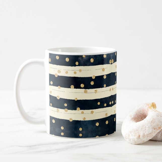 Gold Glitzer Indigo Blue Stylish Modern Kaffeetasse (Mit Donut)
