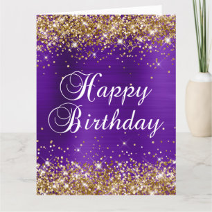 Gold Glitzer Indigo Lila Foil Big Happy Geburtstag Karte
