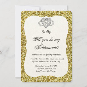 Gold Glitzer Infinity Heart Bridesmaid Card Einladung