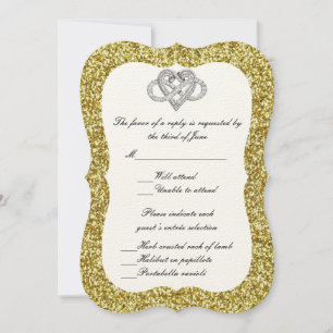 Gold Glitzer Infinity Heart Response Card Einladung
