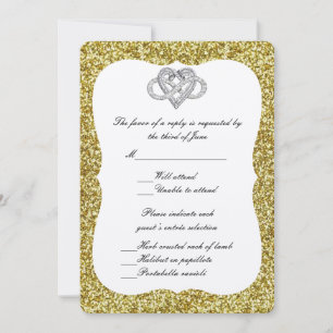 Gold Glitzer Infinity Heart Response Card Einladung