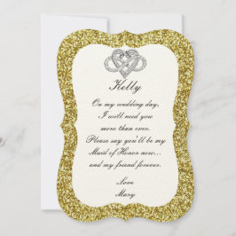Gold Glitzer Infinity Heart Trauzeugin Card Einladung