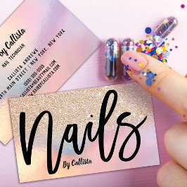 Gold Glitzer Iridescent Holographic Nail Tech Visitenkarte