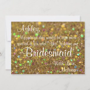 Gold Glitzer ist meine Bridesmaid Einladung