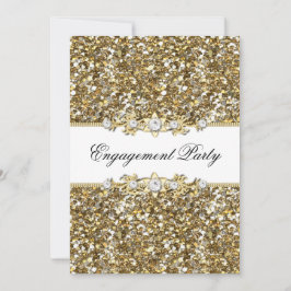 Gold Glitzer & Jewel Engagement Party laden Einladung
