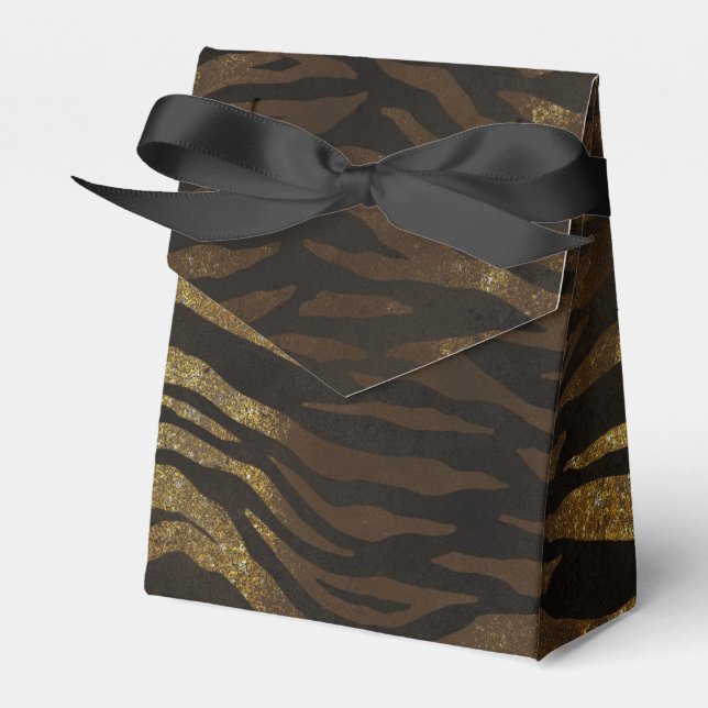 Gold Glitzer Jungle Tiger Geschenkschachtel (Vorderseite)