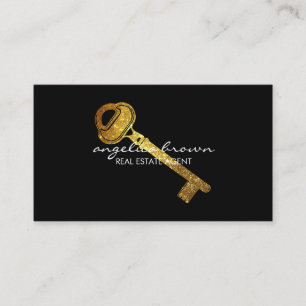 Gold Glitzer Key Real Anwesen Business Card Visitenkarte