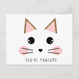 Gold Glitzer Kitty Cat Postkarte