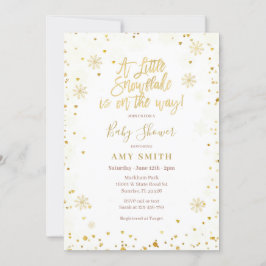 Gold Glitzer Kleine Snowflake Babydusche Einladung