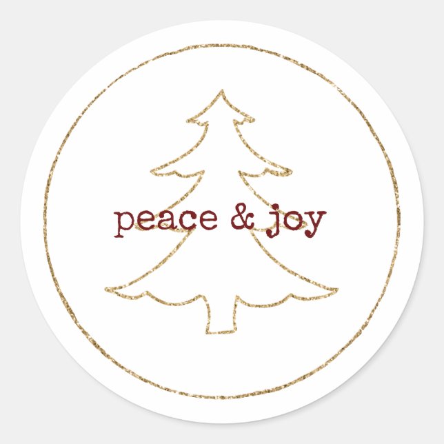 Gold Glitzer Kontur Weihnachtsbaum Runder Aufkleber (Vorderseite)
