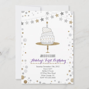 Gold Glitzer Kuchen Geburtstag Einladung