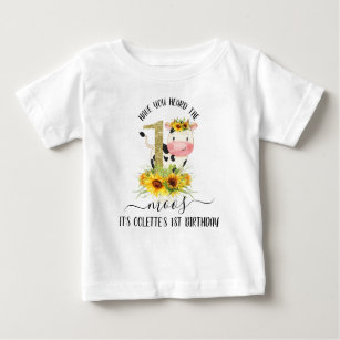 Gold Glitzer Kuh Sonnenblumen 1. Geburtstag T Shir Baby T-shirt