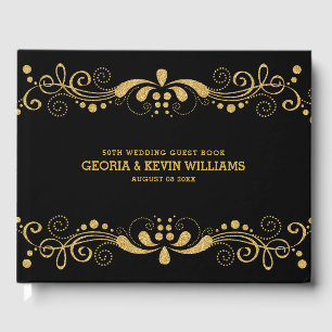 Gold Glitzer Lace Frame Wedbook Gästebuch