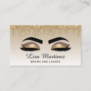 Gold Glitzer Lash Brow Beauty Business Card Visitenkarte