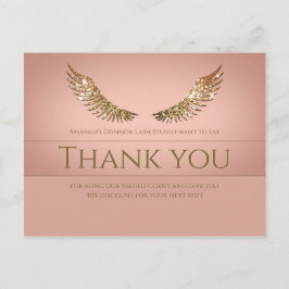 Gold Glitzer Lash Wings Danke Ihnen Rabatt Rosa Postkarte