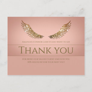 Gold Glitzer Lash Wings Danke Ihnen Rabatt Rosa Postkarte