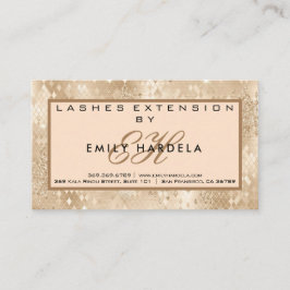 Gold-Glitzer-Lashes mit Aftercare-Instruktionen  Visitenkarte