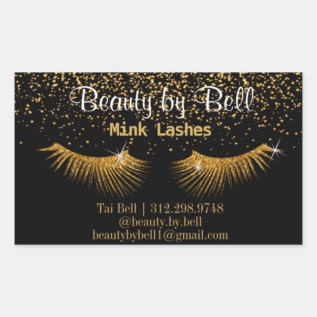 Gold Glitzer Lashes Rechteckiger Aufkleber (Vorderseite)