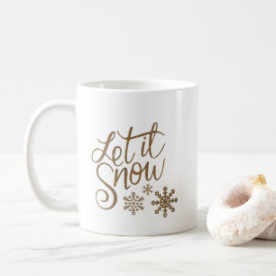 Gold Glitzer lassen es Schneekalligrafie Schneeflo Kaffeetasse