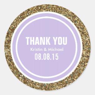 Gold Glitzer Lavender Custom Danke Label Runder Aufkleber