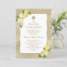 Gold Glitzer Lemon Fruit Blume erste Kommune Einladung