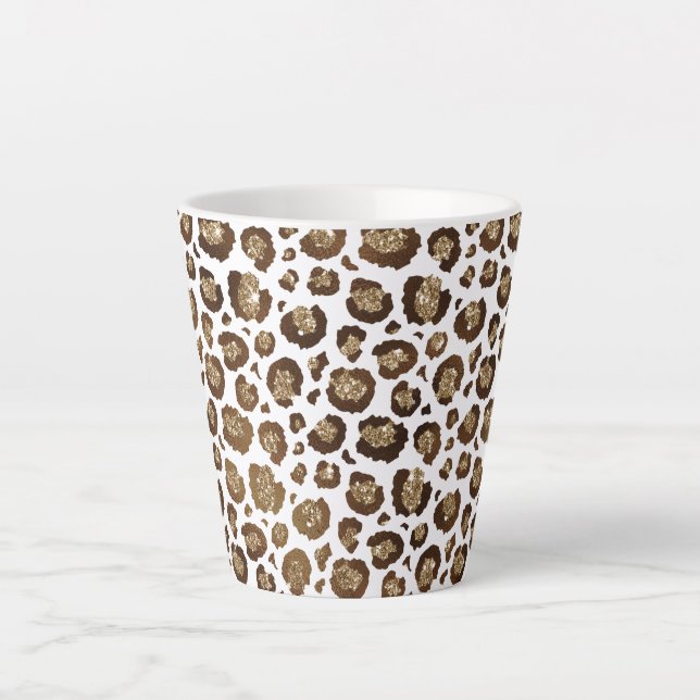 Gold Glitzer Leopard Print Milchtasse (Vorderseite)