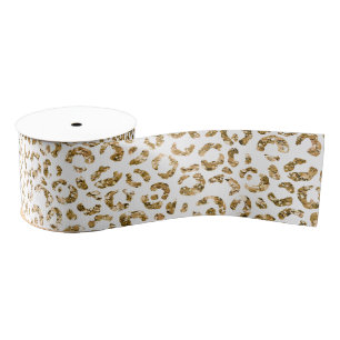 Gold Glitzer Leopard Print Ripsband