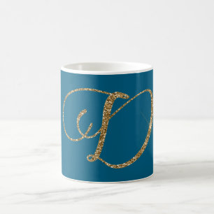 Gold Glitzer Letter D Kaffeetasse