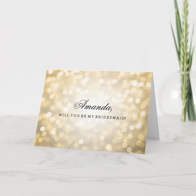 Gold-Glitzer-Leuchten sind meine Bridesmaid Einladung (Vorderseite)