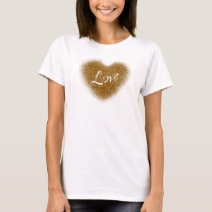 Gold Glitzer LIEBE Herz Glamour Tank Top Shirt