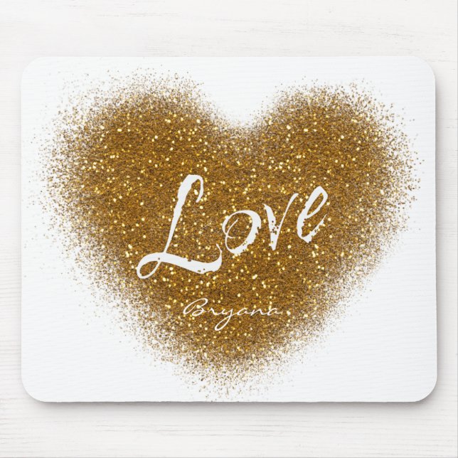 Gold Glitzer LIEBE Herzmuskel Glamour Mouse Pad Mousepad (Vorne)