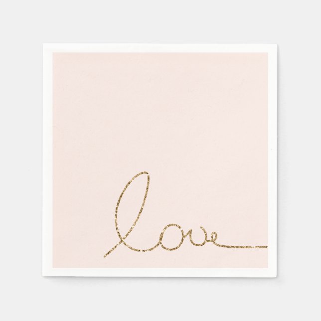 Gold Glitzer Liebe Rosa Muschel Serviette (Vorderseite)
