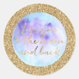 Gold Glitzer Liebe zum Mond Runder Aufkleber