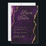 Gold Glitzer Lila Agate Save the Date<br><div class="desc">Gold Glitzer Lila Agate Save the Date Karte.</div>