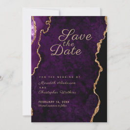 Gold Glitzer Lila Agate Save the Date
