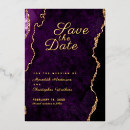 Gold Glitzer Lila Agate Save the Date Gold Folieneinladung