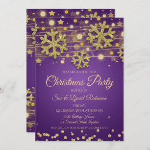 Gold Glitzer Lila Weihnachtsfeier Einladung