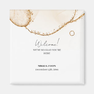 Gold Glitzer Line Moderne Minimale Hochzeit Willko Magnet