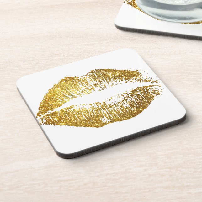 Gold Glitzer Lips #2 Untersetzer (Linke Seite)