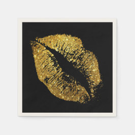 Gold Glitzer Lips #3 Serviette