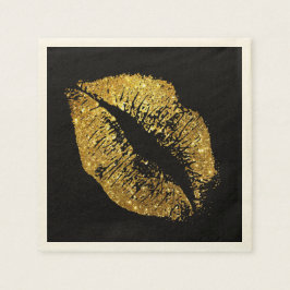 Gold Glitzer Lips #3 Serviette