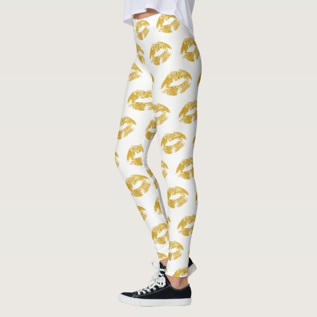 Gold Glitzer Lips Muster Leggings (Links)