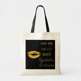 Gold Glitzer Lips Schwarz drucken frag mir Werbeak Tragetasche